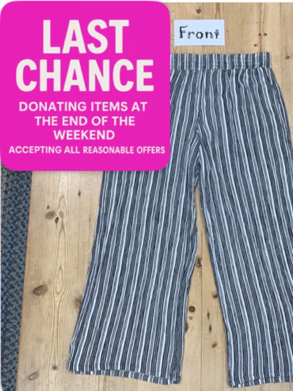 Apt. 9 Brand Ladies Crops/Pants Size XL Rayon Stripes Lightweight Elastic Waist